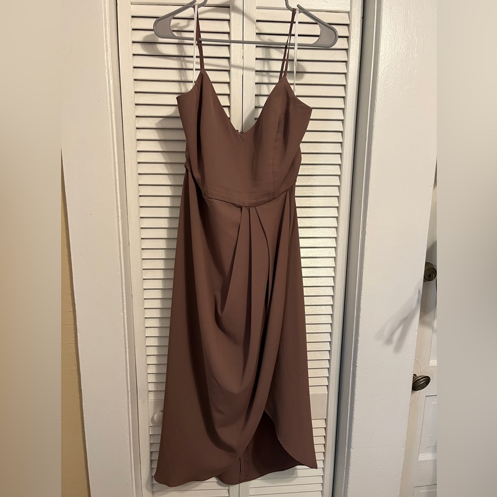 Lulus mauve tulip hem midi dress, XL